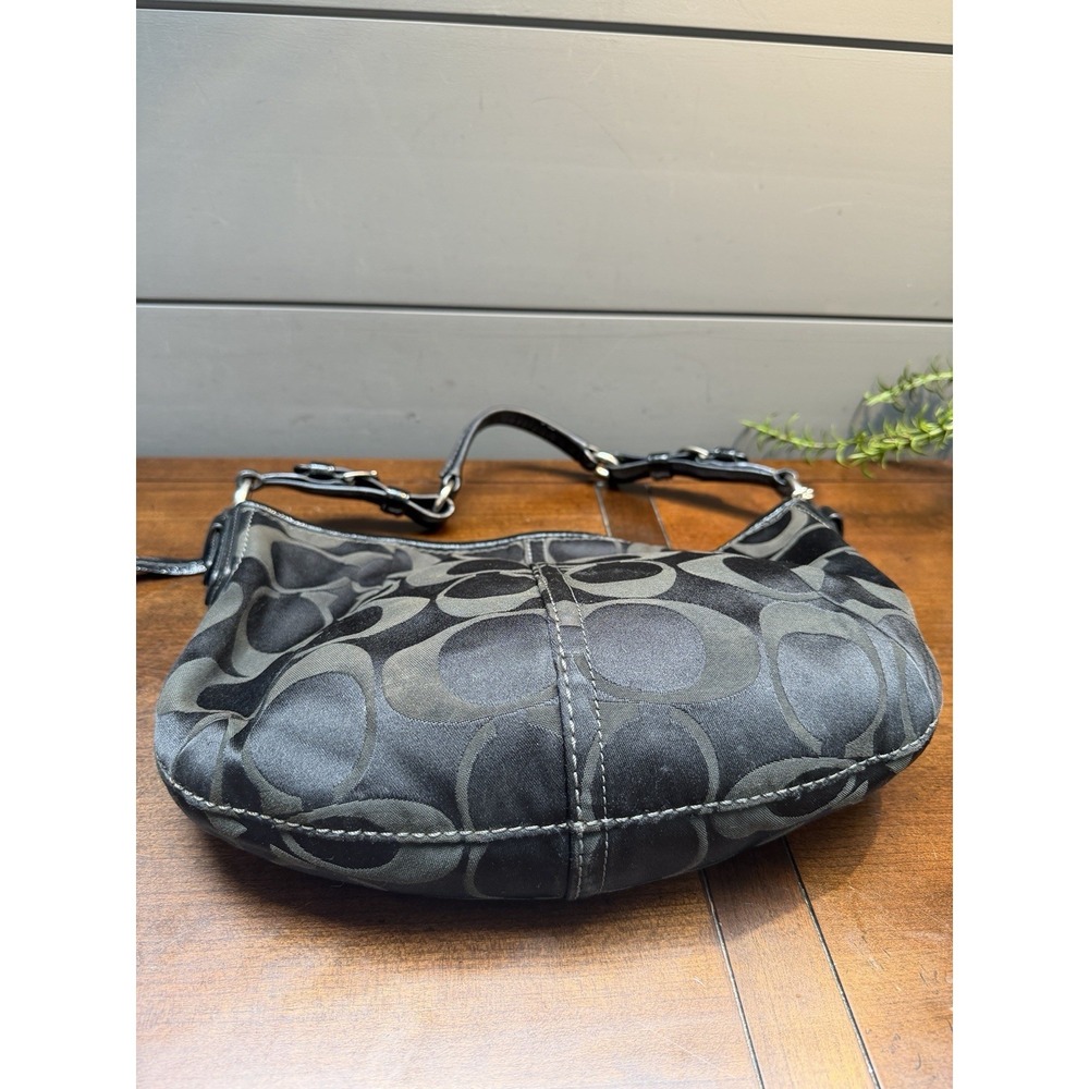 Vtg Y2K Coach Signature Soho Jacquard Hobo Shoulder Bag Black Canvas - Picture 7 of 11
